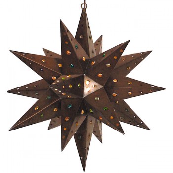 Aged Tin with Marbles Star Lantern