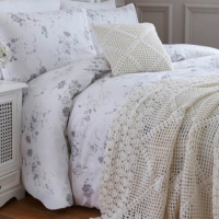 Grey Floral Bed Linens Detail