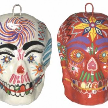 Painted Pottery Skull Ornaments