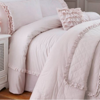 Pink Ruffle Bed Linens Detail