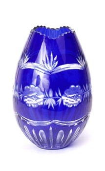 Cobalt Blue Cut Crystal Egg Vase