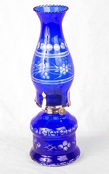 Cobalt Blue Hurricane Oil Lamp