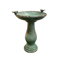 Turquoise Ceramic Birdbath