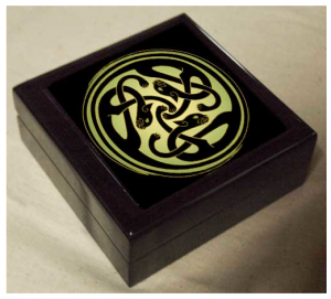 Celtic Cats Black Lacquer Box