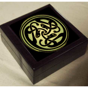 Celtic Cats Black Lacquer Box