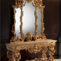 Gold Acanthus Table and Fratelli Mirror