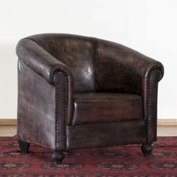 Rounded Leather Accent Chair