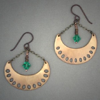 Bronze Earrings with Crystal Droplet