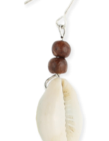 Cowry Shell & Wood Bead Earring