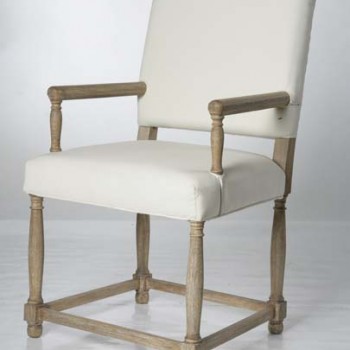 Cream Leather Dining Chair, natural wood