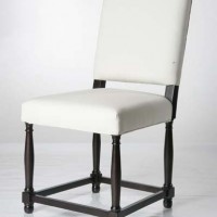 Cream Leather Side Chair