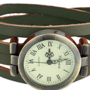 Leather Wrap Watch, green