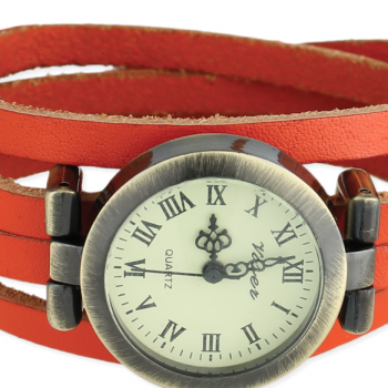 Leather Wrap Watch, orange
