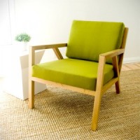 Mod Oak Armchair, green