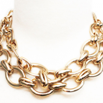 2 Tiered Gold LInk Necklace