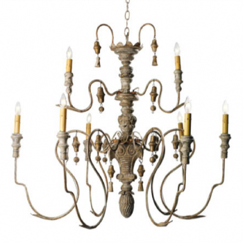 Carved Wooden French Chandelier