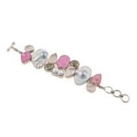Chunky Pearl & Pink Drusy Bracelet