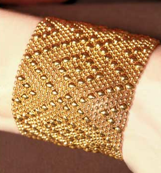 Gold Diamond Mesh Cuff, large