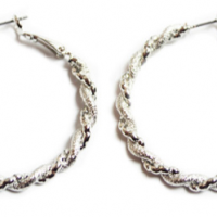 Textured Hoop Earrings, silver
