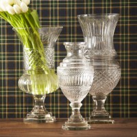 Etched Hurricane Glass Vases