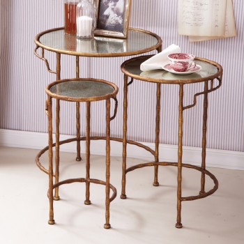 Gold Round Bamboo Nesting Tables