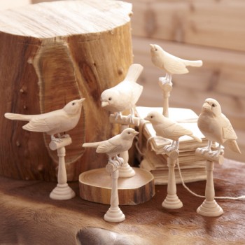 Hand-Carved Wood Birds