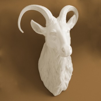 Large Porcelain Ram Head Wall Trophy