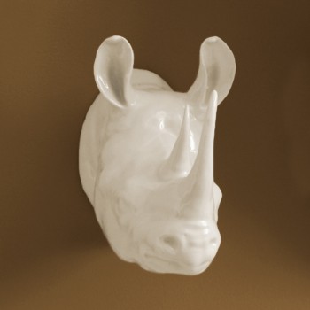 Porcelain Rhinoceros Wall Trophy