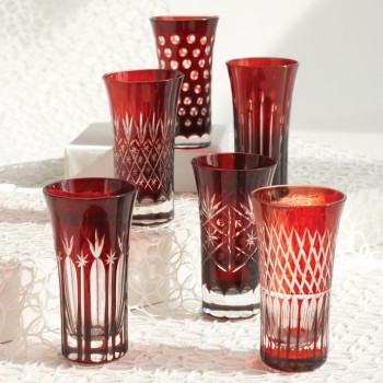 Ruby Hand-Etched Shot Glasses