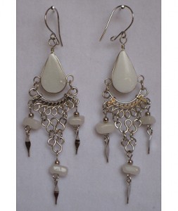 White Stone Peruvian Earrings