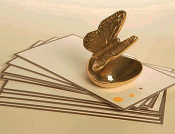 24 Karat Gold Butterfly on Rock Paperweight