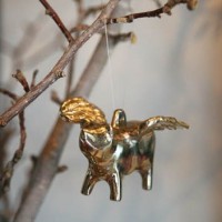 24k Gold Flying Pig Ornament
