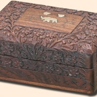 Brass Elephant Inlay Box, 9 inches x 6 inches