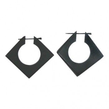 Carved Wood Square Earrings