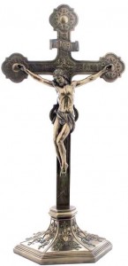 Cast Bronze Crucifix On A Stand