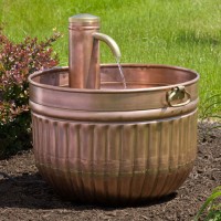 Copper Barrel Fountain with Curved Spigot
