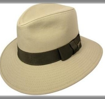 Cotton Twill Wide-Brimmed Safari Hat, tan