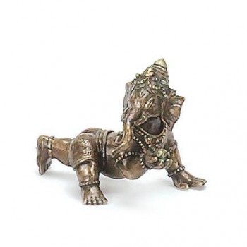 Crouching Brass Ganesh Statue
