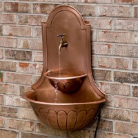 Double Sink Copper Wall Fountain with Faucet