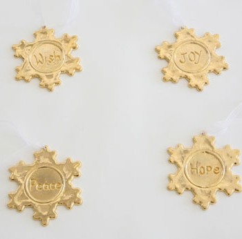 Engraved Snowflake Ornaments, 24k gold