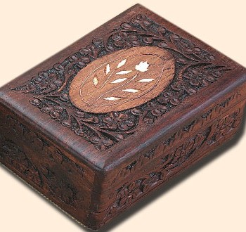 Floral Inlay Box, 6 inches x 4 inches