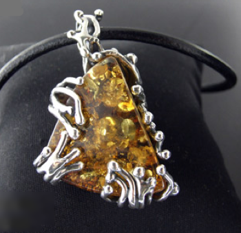 Growing Amber Silver Pendant