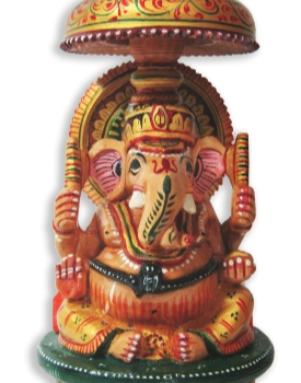 Hand Painted Wooden Ganesha Statue