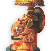 Hand Painted Wooden Ganesha Statue, side