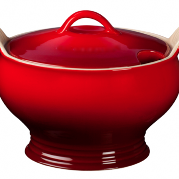 Hot Red Stoneware Soup Tureen
