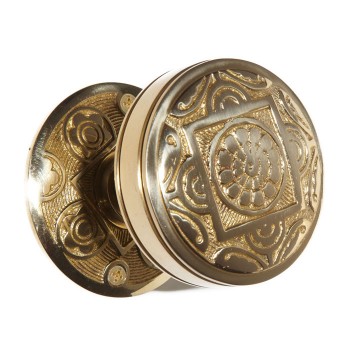 Inca Motif Knob Set, polished brass