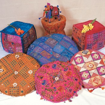 Indian Ottomans & Cushions