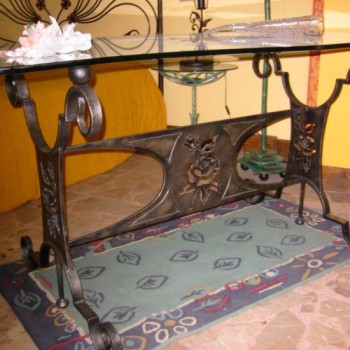 Italian Rose Wrought Iron Coffee Table