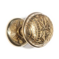 Mayan Motif Knob Set, polished brass