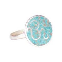 Nepali Turquoise Silver Om Ring